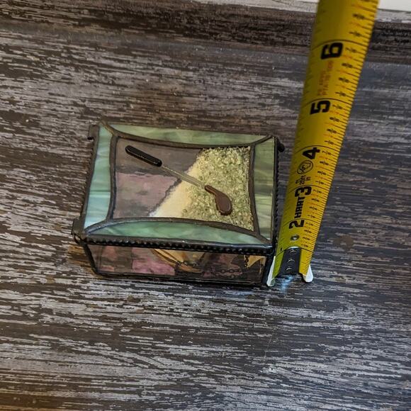 J Devlin Glass Art Rare Golf Themed Fused Glass Box New with Tags - Picture 3 of 5